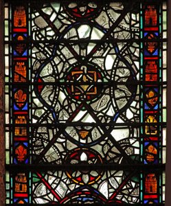 Window W58 depicting grisaille by English School