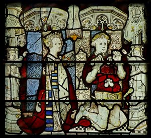 Window W5 depicting a donor and wife by English School