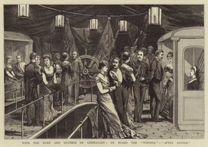 With the Duke and Duchess of Connaught, on Board the "Osborne", "After Dinner" by English School