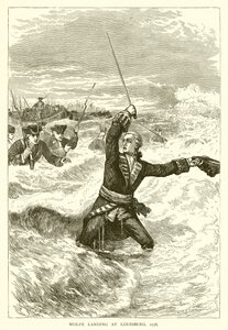 Wolfe landing at Louisburg, 1758 by English School