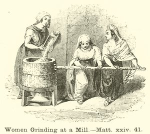 Women Grinding at a Mill by English School