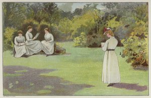 Women relaxing in a quiet corner of Bournville, Birmingham