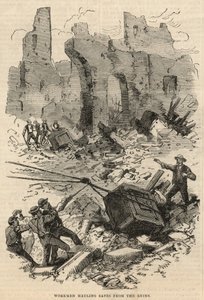 Workmen Hauling Safes from the Ruins by English School