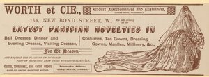 Worth et Cie, 134 New Bond Street, London, advertisement by English School