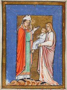 St. Cuthbert Healing a Child with the Plague, illustration from the 