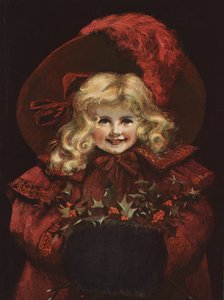 Young girl wearing a red coat and bonnet