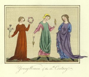 Young Women of the 13th Century by English School