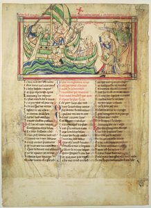 Thomas a Becket Landing at Sandwich and Blessing the Water, from the Becket Leaves, c.1220-40 by English School