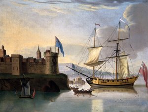 English two-masted sloop rigged as a Snow by English School English School