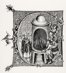 Historiated initial C from Divinorum Officiorum by William Durand, illustration from Science and Literature in the Middle Ages and Renaissance, written and engraved by Paul Lacroix, 1878