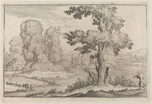 Herdsman and Cows Crossing a River by Ercole Bazicaluva