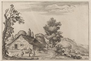 Landscape with a Traveler before a Cottage by Ercole Bazicaluva