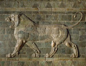 Lion, Coloured Glazed Tiles, from the Palace in Susa, Iran by Erich Lessing