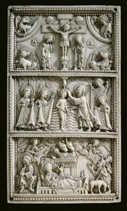 Nativity, Baptism, and Crucifixion. Ivory Plaque by Erich Lessing