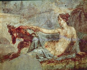 Pan fleeing from a hermaphrodite by Erich Lessing