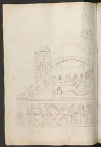 Pen Drawing: Inner Court of a Mosque by Erich Lessing