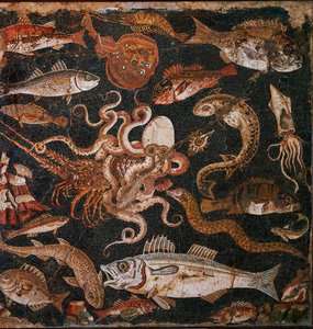 Submarine Fauna: Mosaic from Pompeii, Italy by Erich Lessing