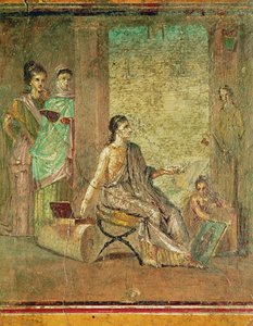 Woman painter and a bust of Bacchus