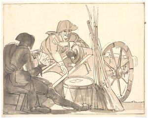 Two Soldiers Playing Cards by a Cannon by Erik Pauelsen