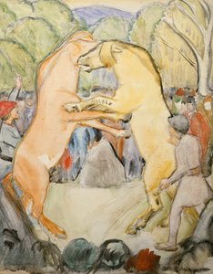 Horse Fight by Erik Theodor Werenskiold