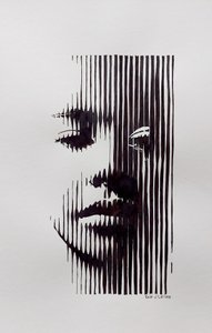Contemplative Line Art Portrait by Erik Van Velzen