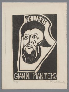 Ex Libris of Gianni Mantero by Erna Levy Friedländer (signed by artist)