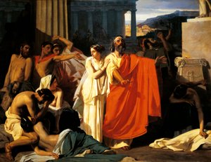 Oedipus and Antigone during plague in Thebes, by Eugene-Ernest Hillemacher by Ernest Hillemacher