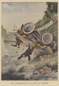 A Car Crashing into the River Seine