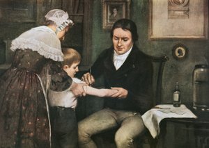 Dr Edward Jenner performing his first vaccination against smallpox on James Phipps, boy of eight, May 14