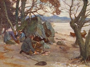 Lunch-time on Loch Awe by Ernest Edward Briggs