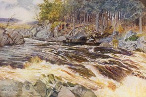Salmon fishing on the Ken, a critical moment by Ernest Edward Briggs