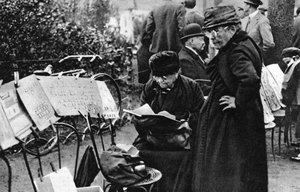 Stamp sellers in the Champs Elysees, Paris