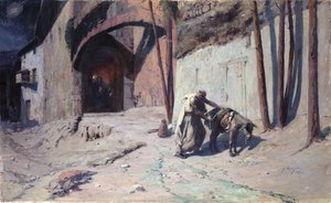 The Flight into Egypt or, Joseph Putting a Pack on his Donkey, 1894 by Ernest Georges Berges