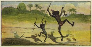 A gentleman and a boy are going for lunch and jump for joy