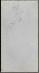 Sketchbook, page 17: Bust of a Man in Top Hat by Jean Louis Ernest Meissonier