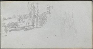 Sketchbook, page 18: Study of a Horse and Landscape Study by Ernest Meissonier