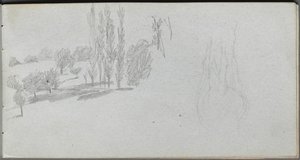 Sketchbook, Page 18: Study of a Horse and Landscape Study by Jean Louis Ernest Meissonier