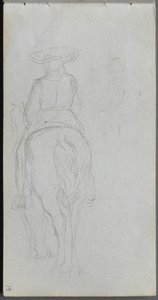 Sketchbook, Page 19: Study of a Figure on Horseback Seen from Behind by Ernest Meissonier
