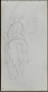 Sketchbook, Page 19: Study of a Figure on Horseback Seen from Behind by Jean Louis Ernest Meissonier