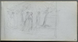 Sketchbook, page 41: Figures in a Landscape by Ernest Meissonier