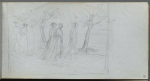 Sketchbook, page 41: Figures in a Landscape by Jean Louis Ernest Meissonier