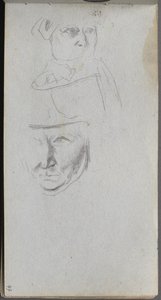 Sketchbook, page 47: Studies of Three Faces by Jean Louis Ernest Meissonier