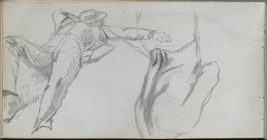 Sketchbook, page 58: Reclining Figure and Figure from behind by Ernest Meissonier