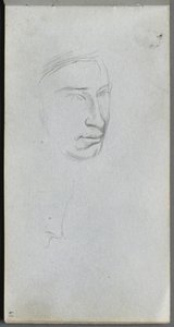 Sketchbook, page 61: Face, 3/4 view profile by Jean Louis Ernest Meissonier