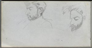 Sketchbook, page 65: Study of Faces in Profile by Ernest Meissonier