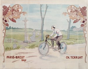 Charles Terront Competing in the First Ever Long-Distance Cycle Race in 1891, Between Paris and Brest