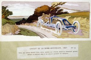 Circuit de la Seine-Inférieure, Szisz by car Renault Frères, came first in the stands, second in the general classification, losing 1st place only six minutes from the winner