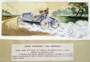 Racing: the Vanderbilt Cup in 1904 - drawing by Ernest Montaut (1878-1909)