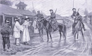 Cossack Scouts Gathering Information from a Korean Captive by Ernest Prater