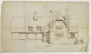 Garden Elevation of Cottage, Sapperton, 14th June 1902 by Ernest William Gimson